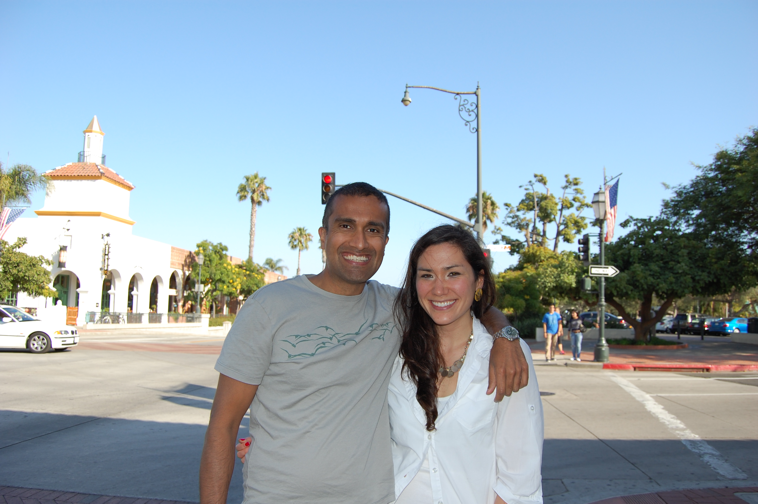 Also from around Santa Barbara, years ago - posing in front of stoplights and palms, hoping perhaps to grab a shot of Oprah strolling the town square with Stedman in the back.
